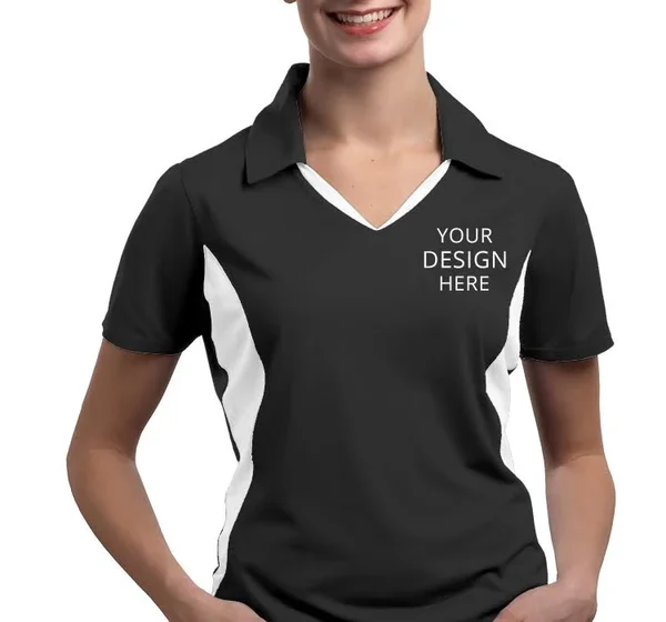 Custom Embroidered Sport - Tek Women's Polo Shirts - Ladies Side Blocked Micropique Sport-wick? Coaches Polo - Size: L, Black/W