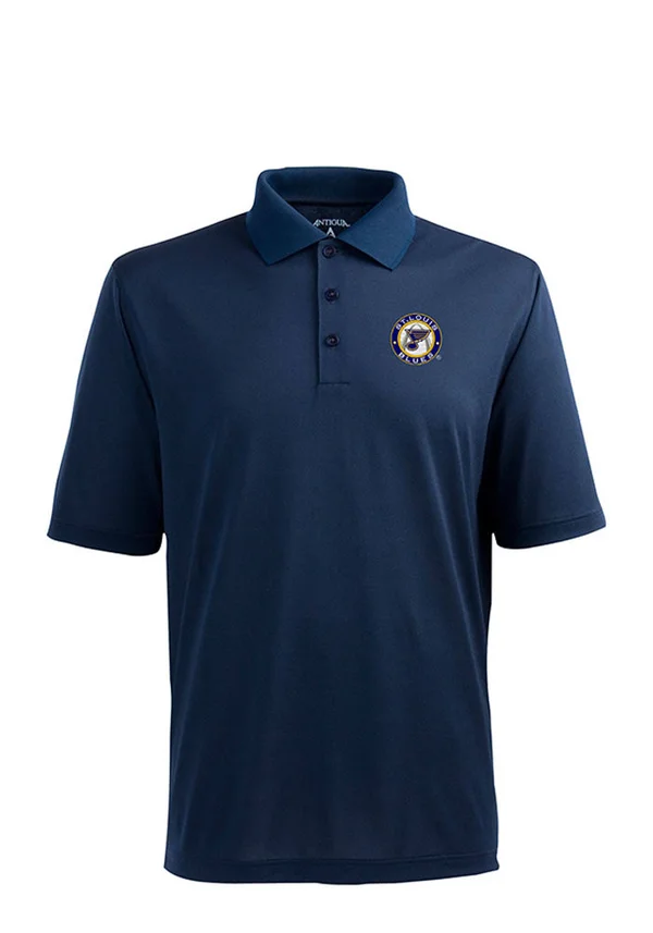 Antigua St Louis Blues Navy Blue Xtra-Lite Short Sleeve Polo - Navy Blue, 100% Polyester, Size XL, Rally House