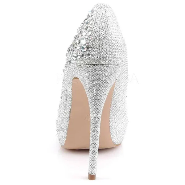 Fabulicious DEST06R_SGFA-7 1 in. Hidden Platform Pump Shoe, Silver, Size 7
