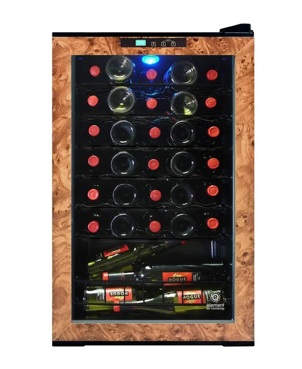 Vinotemp Butler Series EL-28WL 28-Bottle Wine Cooler - 18.9x22 - Brown