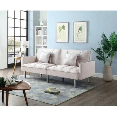 Silvester 75x22 Square Arm Sofa Bed Ebern Designs Fabric: Beige