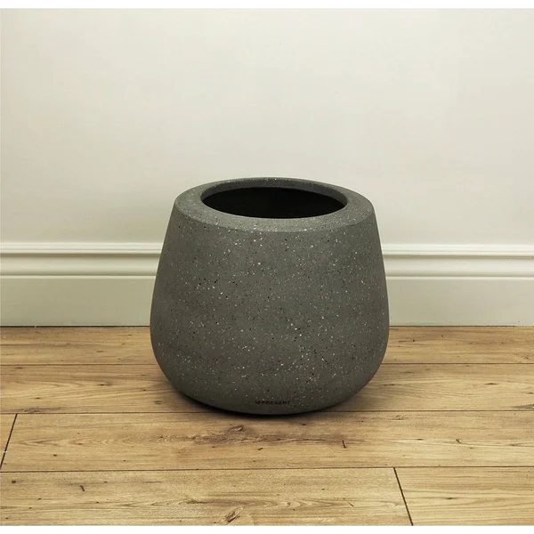 15x22 Belly Matte Planter - Black - Le Present - Concrete Gray