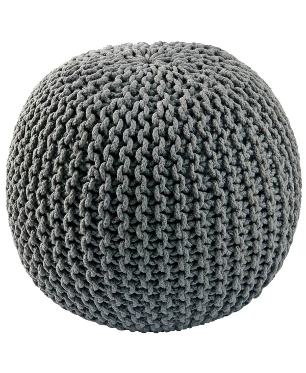 Pouf Ottoman Cotton Rope, Off White, 16-inch, 18 x 18 x 16
