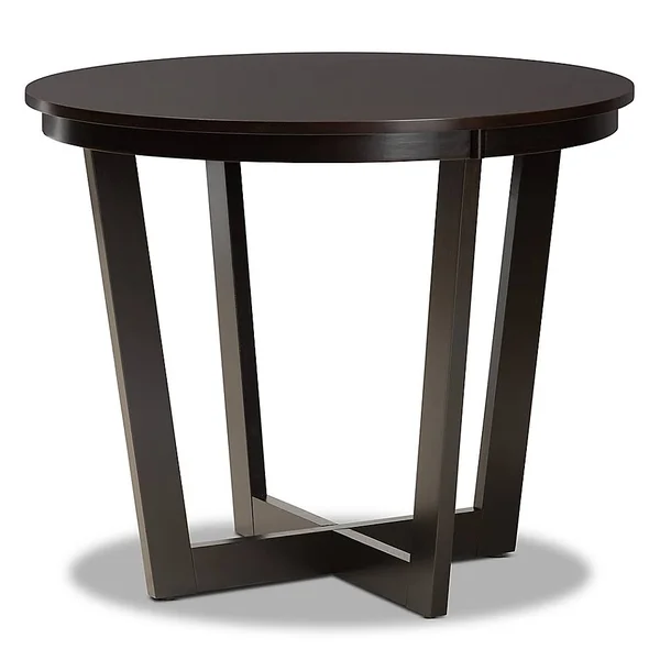 Baxton Studio Sevil 35x22 Round Dining Table in Dark Brown