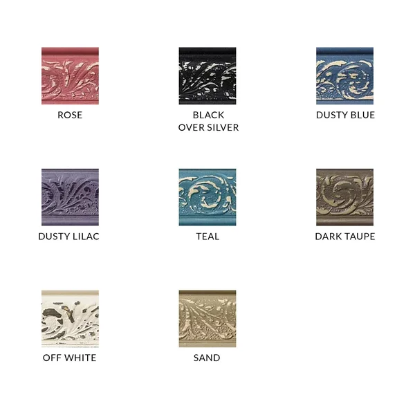 Modern Baroque Embossed Frame in Dusty Blue, 10x22 x 10x22