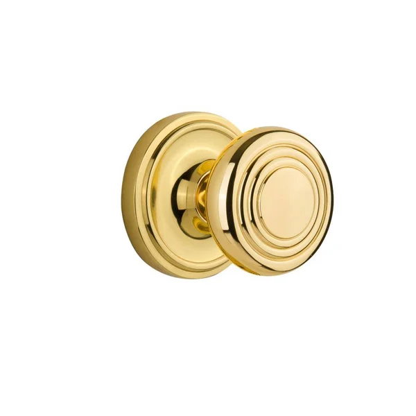 Nostalgic Warehouse 707050 Classic Rosette Passage Deco Door Knob, Unlacquered Brass