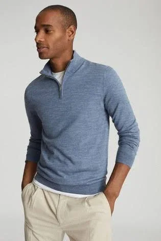 Men's Reiss Blackhall Wool Half Zip Pullover, Size Small - Grey