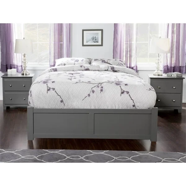 Bowery Hill Solid Wood Mates King Bed with Storage Drawers in Gray