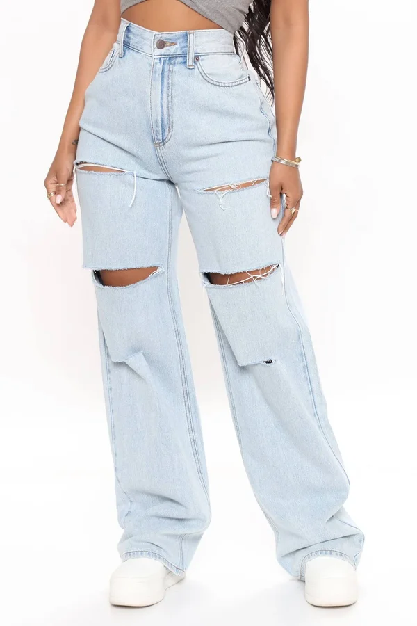 Womens See Ya Later Slouchy Skater Jeans in Light Blue Wash Size 7 by Fashion Nova