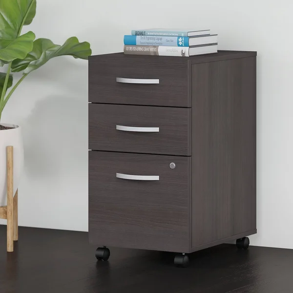Bush Business Furniture 3 Drawer Mobile File Cabinet - Storm Gray