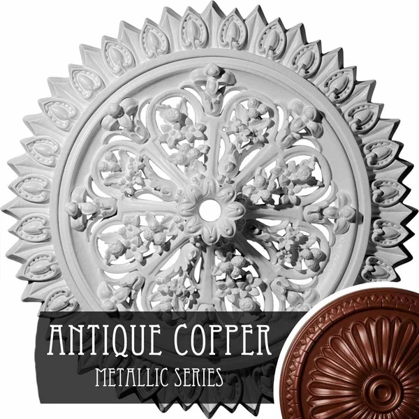 24 3/4x22OD 1 3/8x22ID x 3 1/4x22P Lariah Ceiling Medallion (Fits Canopies Up to 1 3/8x22), Hand-Painted Copper Green Patina
