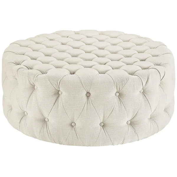 Modway Amour Beige Upholstered Fabric Ottoman