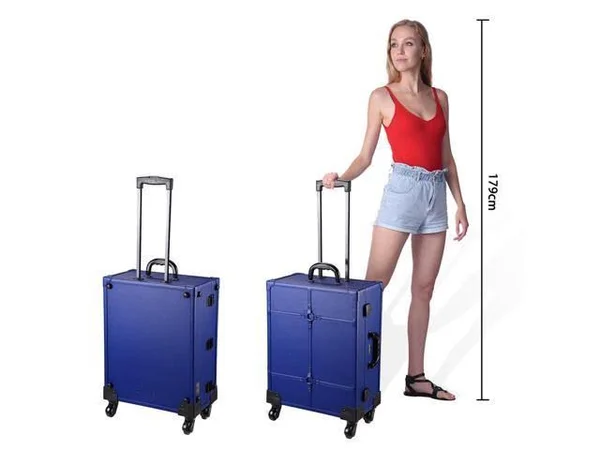 AW Tabletop Makeup Train Case w/ LED Lights Mirror Cosmetic Trolley Travel Makeup Station