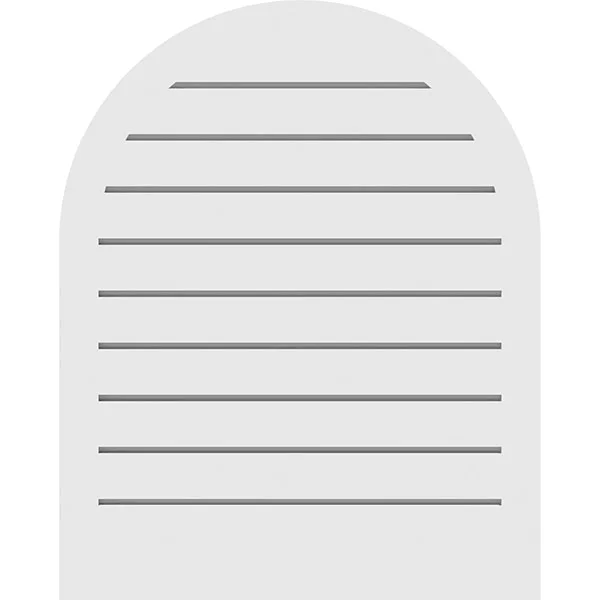 Ekena Millwork GVPRT22X2802SF 22x22W x 28x22H Round Top Surface Mount PVC Gable Vent: Functional - w/ 2x22W x 1-1/2x22P Brickmoul