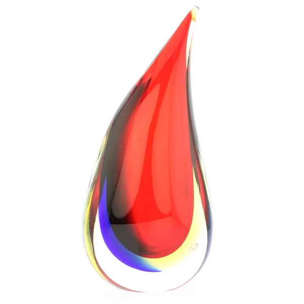 Murano Glass Sommerso Wave Vase - Red Blue Amber