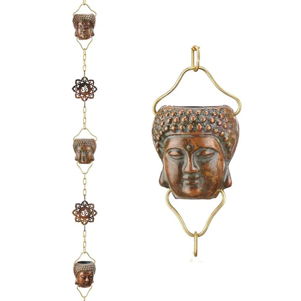 Good Directions Buddha 8.5 ft. Pure Verdigris Copper Rain Chain