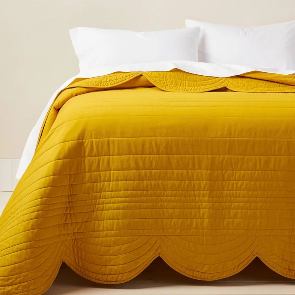 Twin/Twin Extra Long Scalloped Edge Quilt Gold - Opalhouse Designed with Jungalow