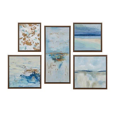 Blue Horizon Framed Canvas Art Prints, Set of 5
