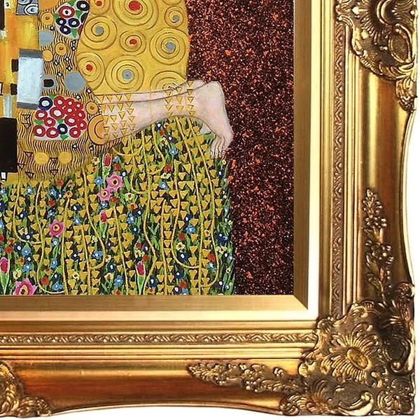 Gustav Klimt &The Kiss (Full View)& Hand Painted Oil Reproduction, Gold, La Pastiche
