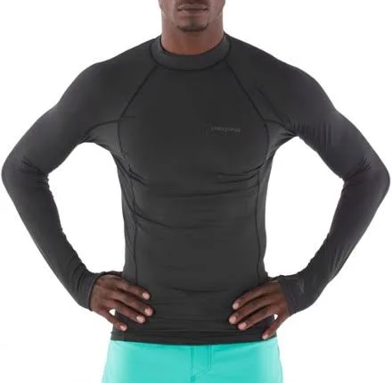 Men's Patagonia Long Sleeve R0 Top, Black/Forge Grey
