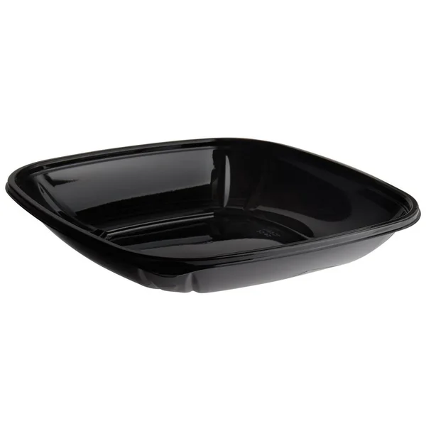 Fineline 15032L-BK Super Bowl Plus 32 oz. Black Large Square Pet Plastic Bowl - 150/Case