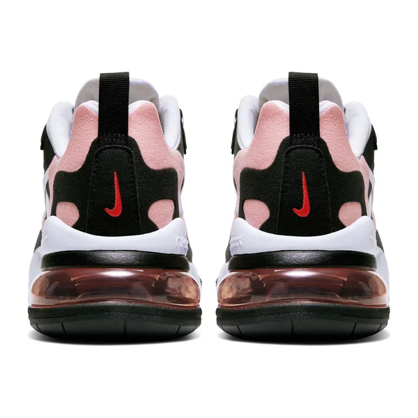 Nike Air Max 270 React - Womens Casual Running Shoes - Black/White/Bleached Coral - Size 10.0