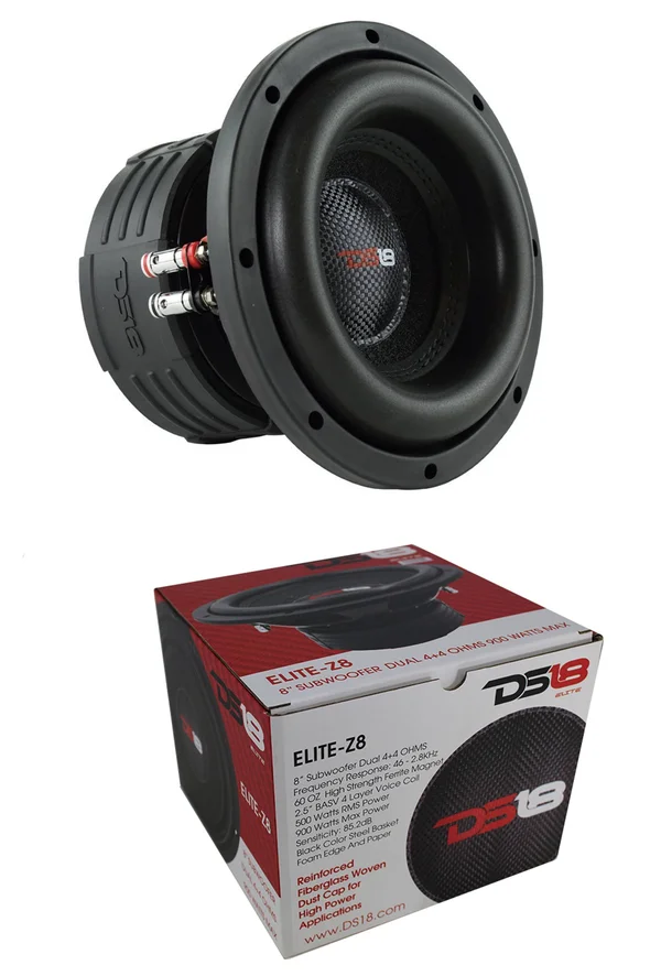 DS18 Z8 Elite 900W Max 500W RMS Dual Voice Coil 8x22 Subwoofer