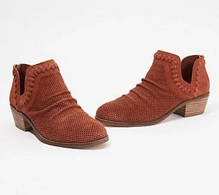 Vince Camuto Perforated Suede Ankle Booties- Palmina - Size 9 Wide, Cayenne
