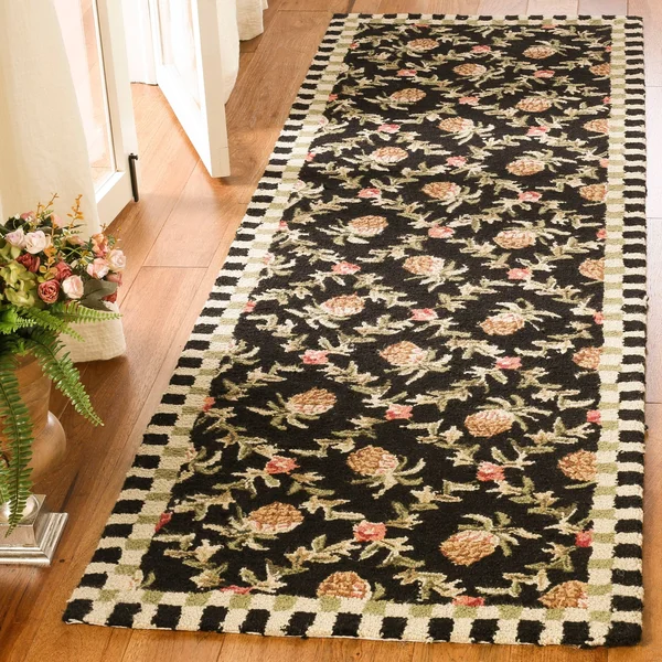 Safavieh Chelsea HK164A 4&0x22 x 4&0x22 Round Black - Ivory Area Rug