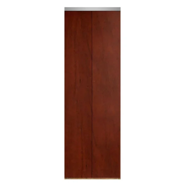 Impact Plus 32 in. x 80 in. Smooth Flush Cherry Solid Core MDF Interior Closet Bi-Fold Door with Chrome Trim - Red