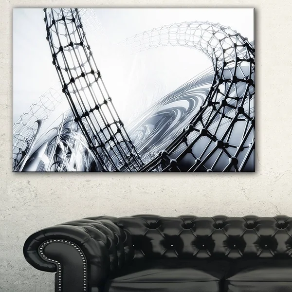 Design Art 'Fractal 3D Black White Design' Graphic Art on Wrapped Canvas, Size: 30 inch H x 40 inch W x 1 inch D