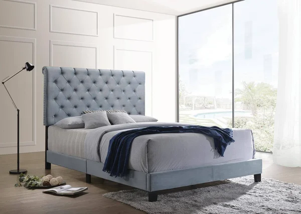 Coaster Warner Upholstered Eastern King Bed Slate Blue