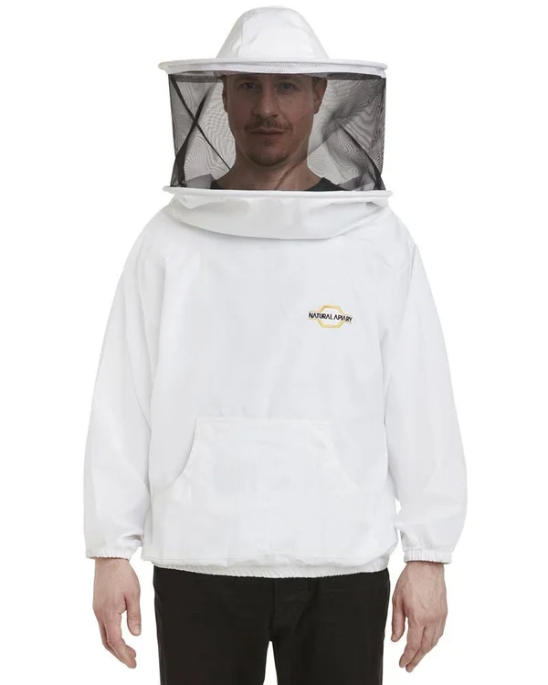 Natural Apiary USA Beekeeping Smock - Polycotton Jacket - Non-Flammable Round or Fencing Veil PinkForest, Round, XL