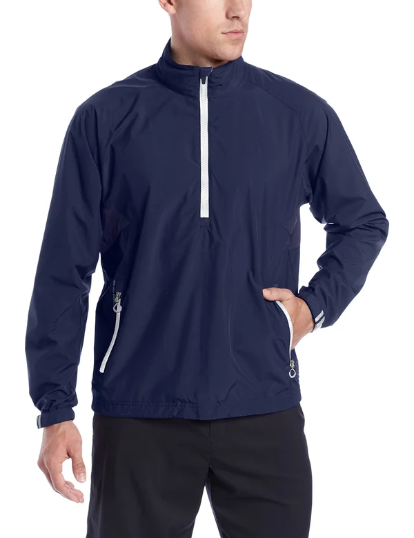 Zero Restriction Men's Power Torque 1/4 Zip Rain, Medium, Navy/Metallic Silver