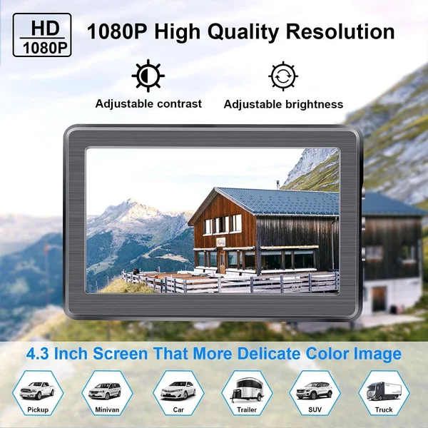 DoHonest HD 1080p Digital Wireless Backup Camera Kit with 5 inch TFT Monitor for Trucks - cars, suvs, vans, campers Rear View Camera
