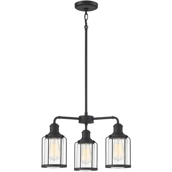 Chandelier 3 Light Steel Earth Black Finish with Clear Glass - 71-BEL-3383689 - Bailey Street Home