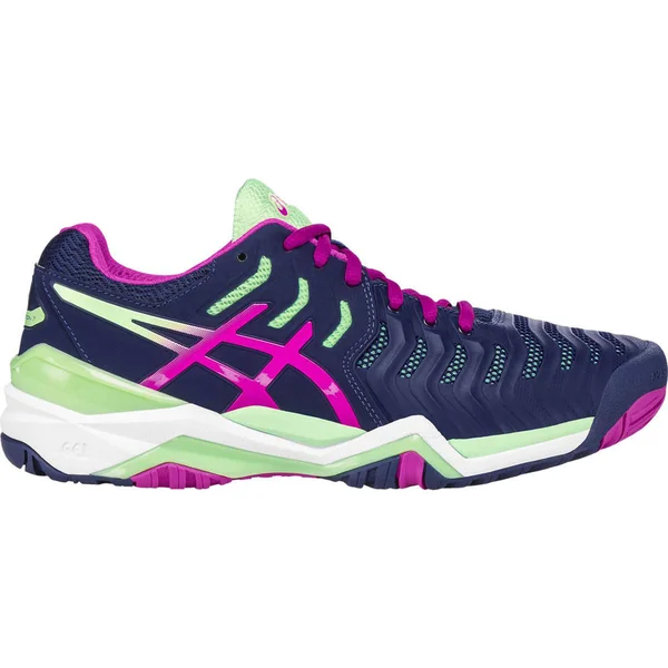 Asics Women`s GEL-Resolution 7 Tennis Shoes Blue and Pink Glow - Size: 6