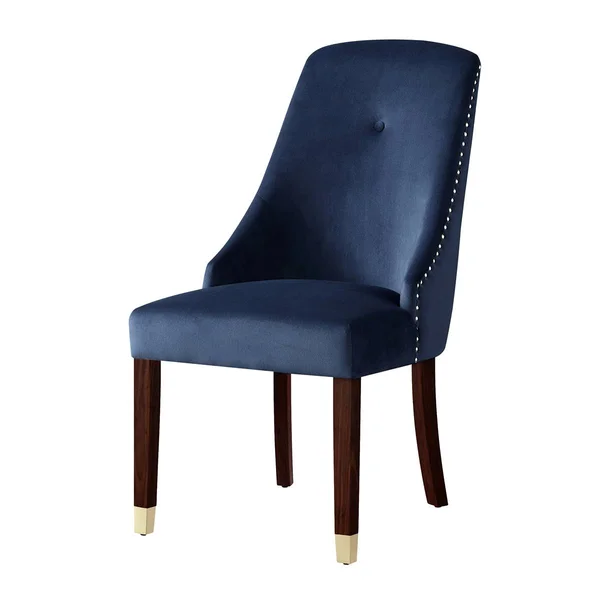 Inspired Home Cora Navy/Gold Velvet Metal Tip Leg Dining Chair (Set of 2)