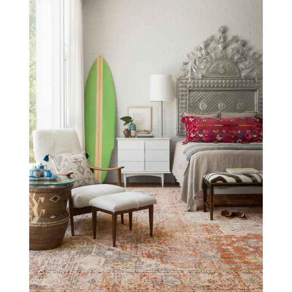 Alexander Home Genova Distressed Medallion Persian Area Rug - Berry/Sunrise 2&6x22 x 4&