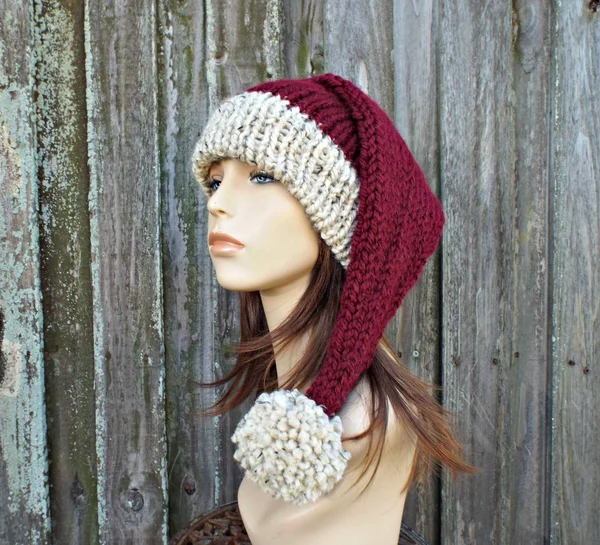 Santa Hat Knitted Santa Hat Rustic Santa Hat Santa Claus Hat Christmas Hat Knit Hat Womens Hats Winter Hat Mens Hat Winter Acces