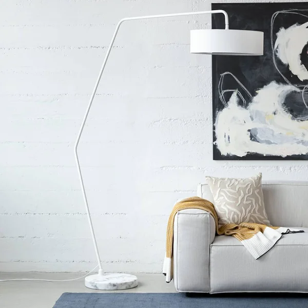 White Floor Lamp - Marble Base, Article Heron Modern Lighting