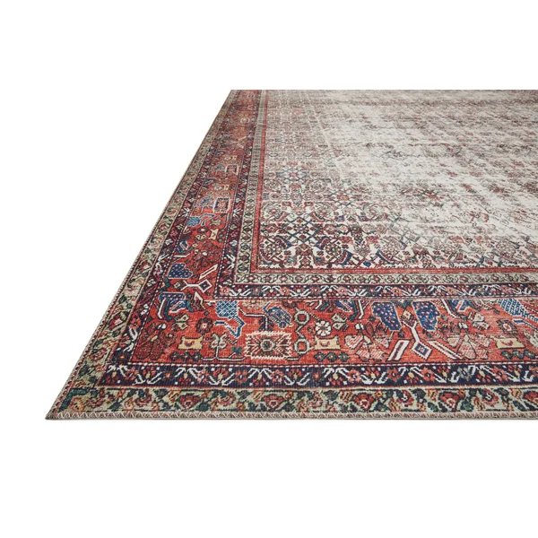 Alexander Home Isabelle Boho Vintage Distressed Printed Area Rug - 2&-6x22 x 12& - Ivory - Brick