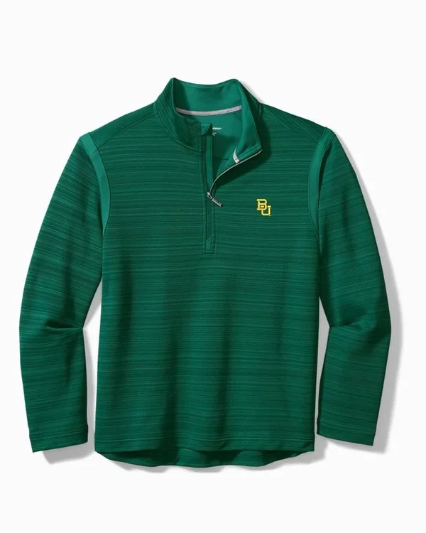 Tommy Bahama Men's Collegiate Tidal Stripe IslandZone Half-Zip Sweatshirt - Baylor - Size S