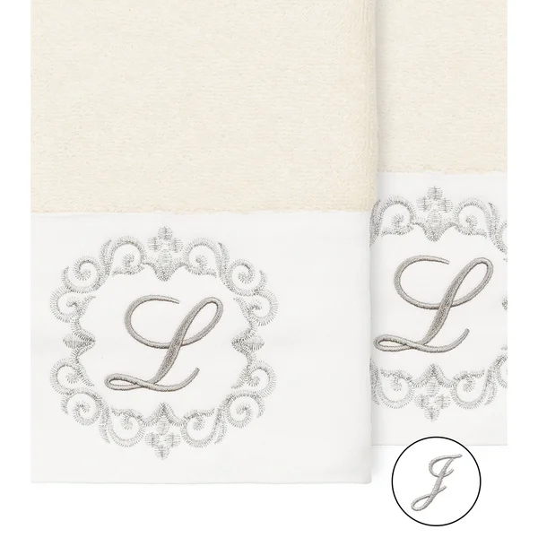 Linum Home Textiles 100% Turkish Cotton Monica 2pc Embellished Hand Towel Set - Size: 16 inch x 30 inch, Brown