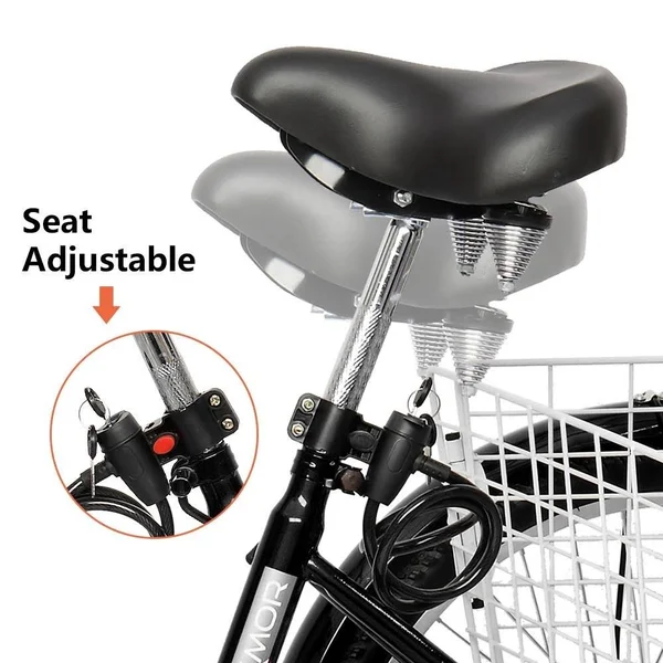 Adult Tricycle 26x22 Wheels - 7 Speed Men's Women's Bike - Black