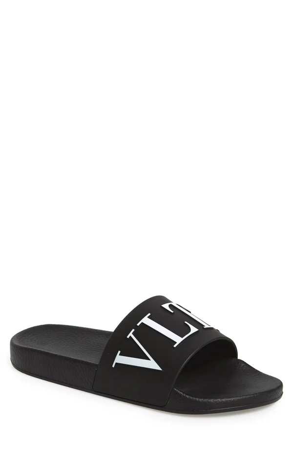 Valentino Garavani Vltn Rubber Slider Sandal - Black - Slippers