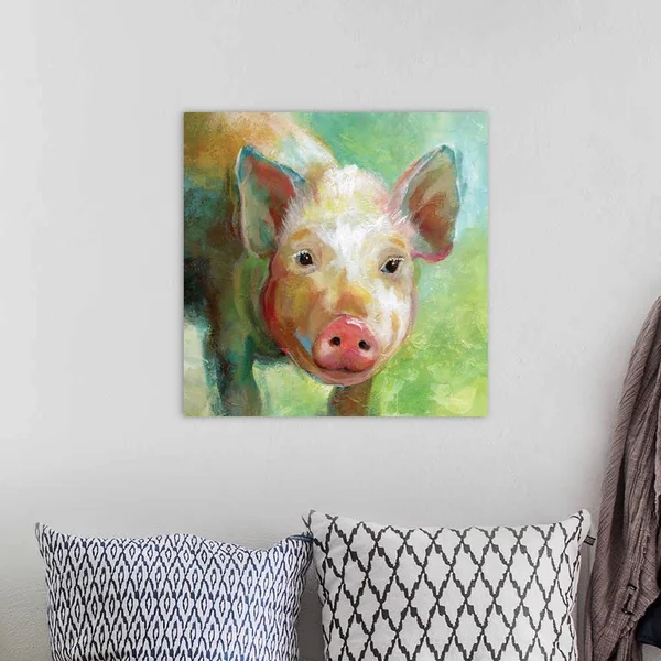 Colorful Quirky Pig, Canvas Wall Art, 20x20, Great Big Canvas