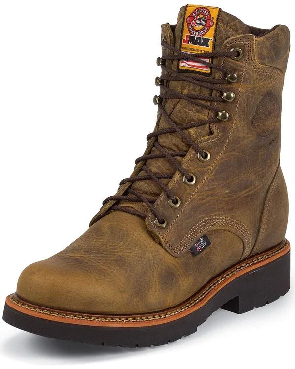 Mens Justin Rugged Tan Gaucho Steel Toe Work Boots - 441