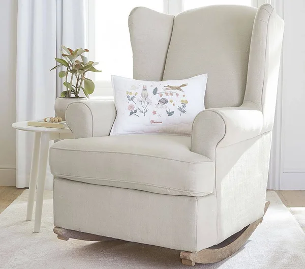 Wingback Rocker - Performance Slubby Chenille, Charcoal, Driftwood