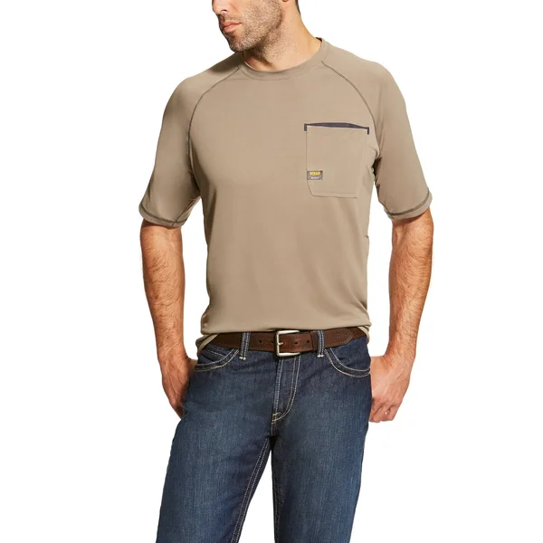 Ariat Men's Orange Rebar Sunstopper Short Sleeve Work Shirt - 10025407